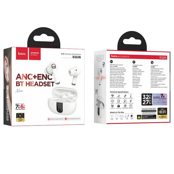 Бездротові TWS навушники Hoco EQ26 Nice ANC+ENC White | Зображення 2