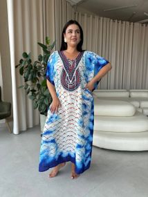 Легка максі сукня-туніка етно принт PLUS SIZE для відпочинку