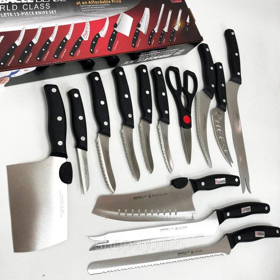 Набор ножей кухонных сталь Contour Pro Knives 13, Набор ножей для новой кухни, Товары для кухни ножи DZ-13 | Зображення 3