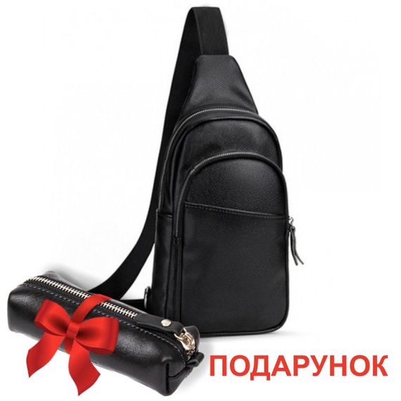 Сумка-слінг чоловіча через плече з натуральної шкіри TIDING BAG A25F-015-1A чорний