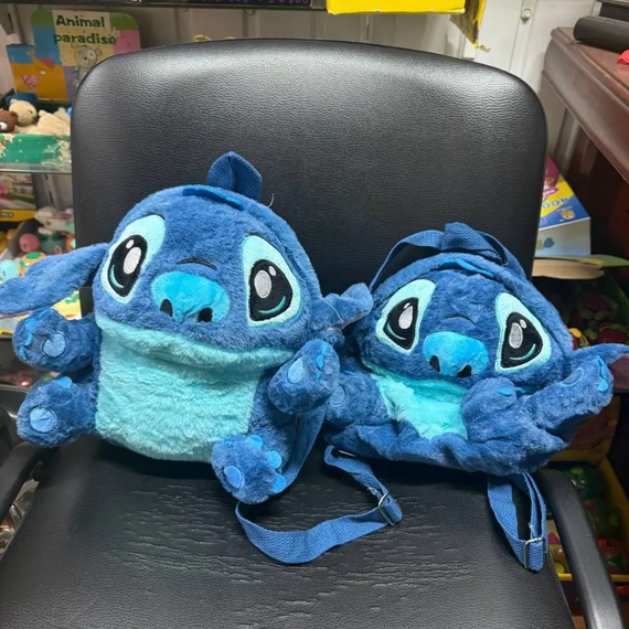 Дитячий плюшевий рюкзак «Стич» з двома відділеннями зі штучного хутра 23 × 19 × 15 см, синій | Зображення 5
