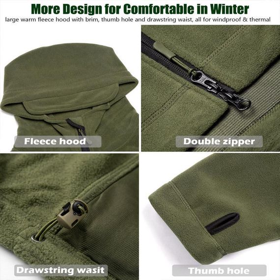 Тактична флісова кофта чоловіча з капюшоном Olive Green Розмір L | Зображення 5