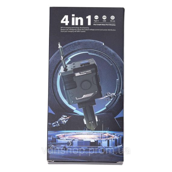 Автомобильное зарядное устройство MECHA с выдвижными кабелями и портами USB/Type-C Розовый HP-A1P | Зображення 7