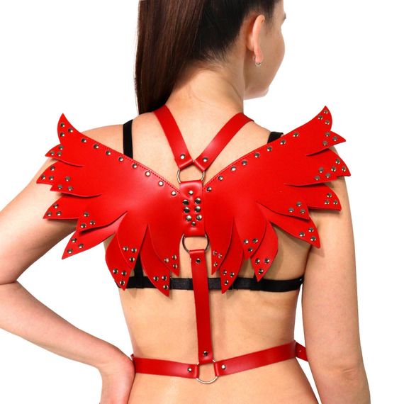 Жіноча портупея Art of Sex - Wings червона L-2XL, екошкіра | Зображення 2