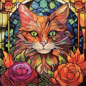 Алмазная мозаика "Кот с изумрудными глазами" DEEX16303 неполная выкладка 30х30 см