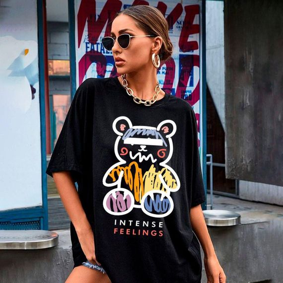 Футболка женская с принтом повседневная L Черная