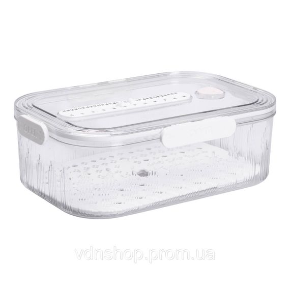 Контейнер для їжі пластиковий 32.5х22.5х11 см харчовий контейнер з індикатором дати 4.2 л Білий HP-27-2 | Зображення 3