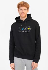 Худі чоловіче чорне з принтом "Пазл", 3XL