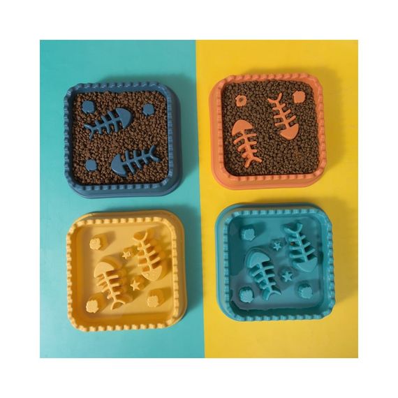 Миска WahoPet для котів для повільного годування з рибками пластикова блакитна | Зображення 1