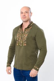 Вишиванка чоловіча з довгим рукавом Носи своє 50 Хакі (p-573-170898)