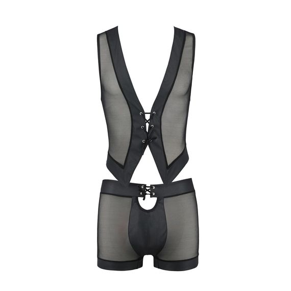 Комплект мужского белья на шнуровке Passion 053 SET WILLIAM XXL/XXXL Black, жилет, боксеры | Зображення 4
