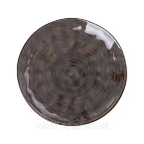 Тарелка сервировочная круглая фарфоровая 22 см коричневая HP23394