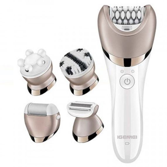 Эпилятор GEMEI GM-7003 аккумуляторный беспроводной с 5 SZ-919 насадками женский