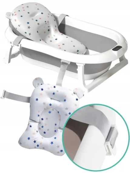 Детская ванночка для купания складная с термометром и подушкой | Зображення 3