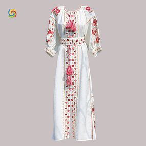 Платье Украинская вышиванка 33328099 цвет молочный размер L/XL