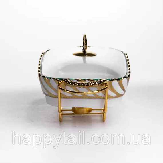 Мармітниця порцелянова Tiffany 1 л на металевій підставці з підігрівом 28х23х7 см SG-428-11 | Зображення 1
