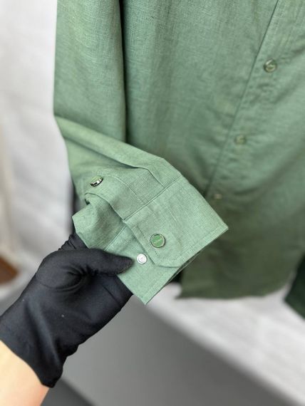Сорочка з капюшоном Kiton зелена лляна  p048 | Зображення 3