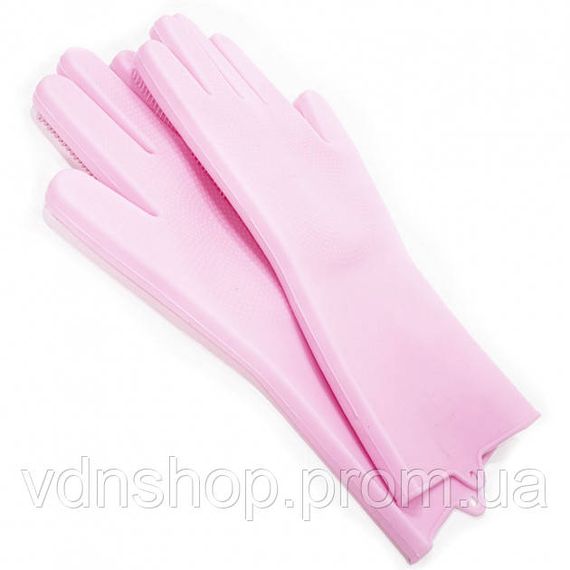 Силиконовые перчатки Magic Silicone Gloves Pink для уборки чистки мытья посуды для дома. Цвет: розовый GD-49 | Зображення 6