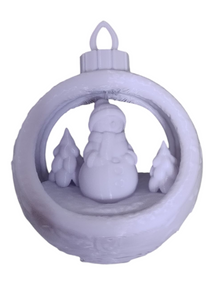 Новорічна підвіска куля сніговик білий 3D друк (214035)