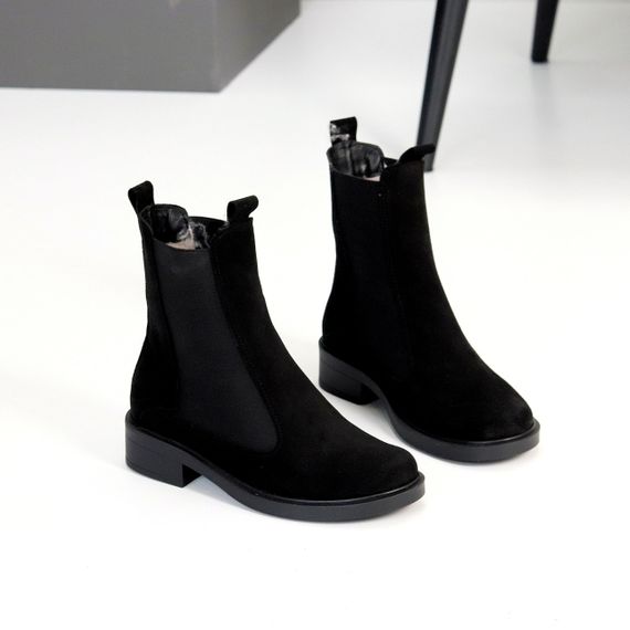 Повсякденні чорні замшеві черевики челсі низький хід зима 2026 | Зображення 4