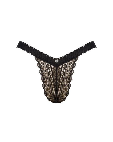 Мереживні трусики із заниженою талією Obsessive Estiqua panties M/L, чорні | Зображення 4