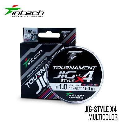 Шнур плетенный рыболовный Intech Интеч Tournament Jig Style PE X4 Multicolor 150m 1.5 25lb / 11.34kg