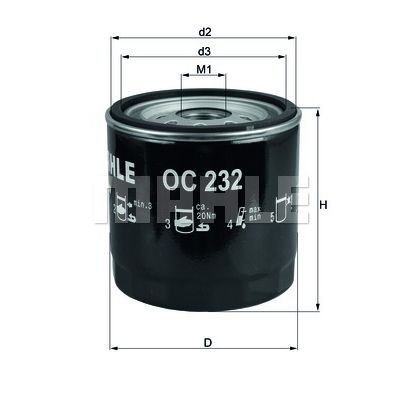 Фильтр масляный Mahle OC232