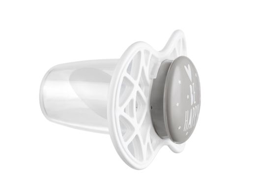 Пустышка ортодонтическая Nuvita NV7084 Air55 Cool 6m+ &quot;BE HAPPY&quot; жемчужно-серая (NV7084PG) | Зображення 1