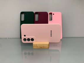 Samsung Galaxy S22 | Протиударний чохол з логотипом | Soft Touch | пудровий