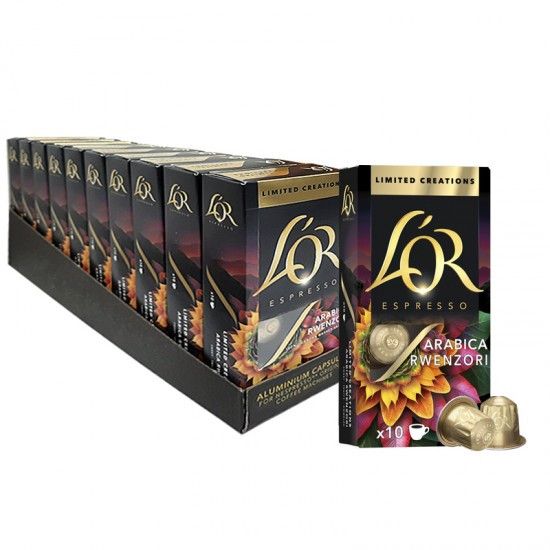 Nespresso капсулы L'OR Arabica Rwenzori Uganda ящик 10 уп Франция с нотками какао 100 капсул