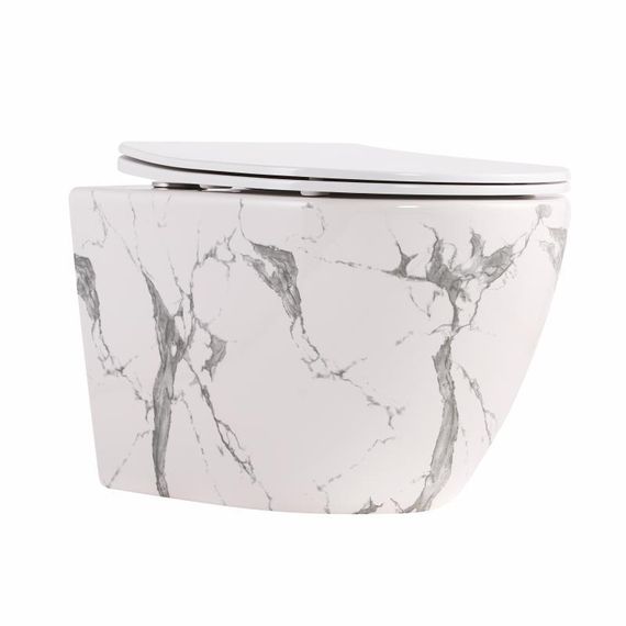 Унітаз підвісний Qtap Robin Ultra Quiet 520×365×340 мм, Marble, з сидінням Slim Duroplast / Soft-close / Quick Release