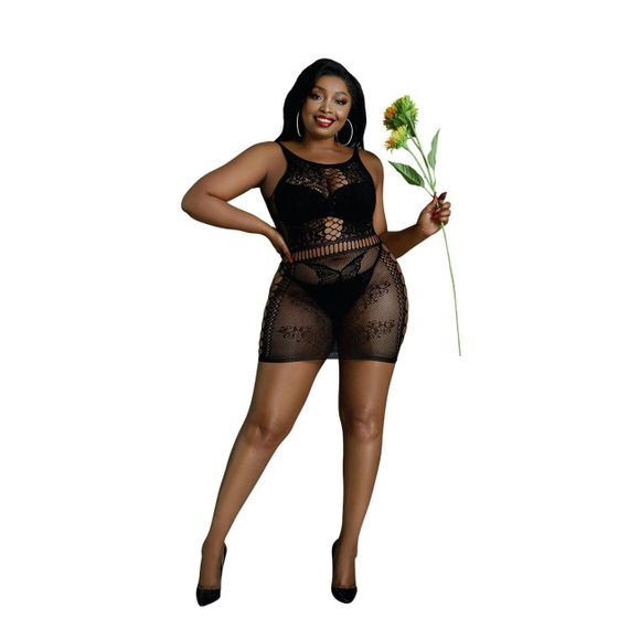 Сукня-бодістокінг Moonlight Plus Model 01 XL-XXXL Black, міні, без рукавів sexstyle