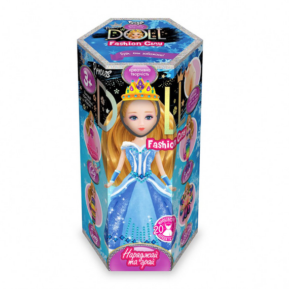 Набір для ліплення Princess Doll CLPD-02, 2 види пластиліна в комплекті  Блакитне плаття