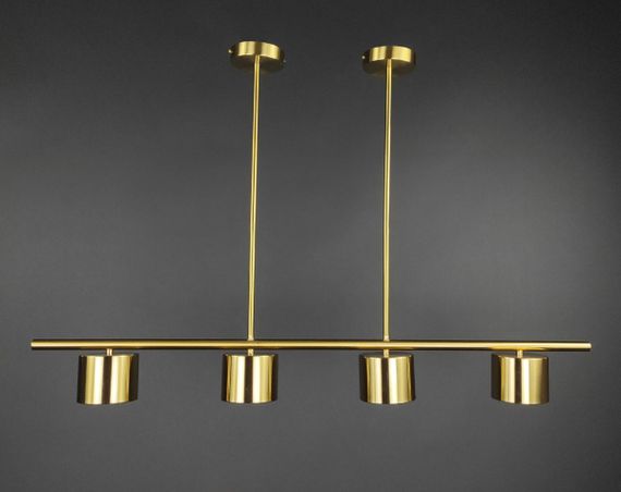 Люстра світлодіодна стельова LED світильник для квартири на стелю лед 27719 Латунь 33-63х10х100 см.