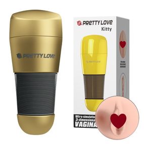 Мастурбатор вагина реалистичная в золотой колбе Pretty Love Kitty Vagina Sex Aura