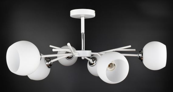 Люстра стельова на 6 лампочок 27075 Білий 34х70х70 см. | Зображення 2