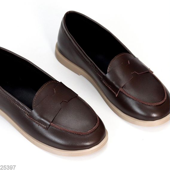 Зручні шоколадні туфлі лофери натуральна шкіра в асортименті
