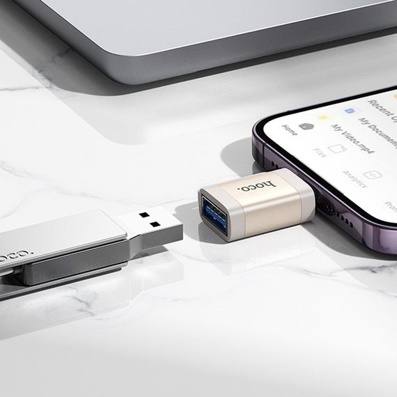 Перехідник Hoco UA31A OTG Lightning male to USB female Gray | Зображення 3