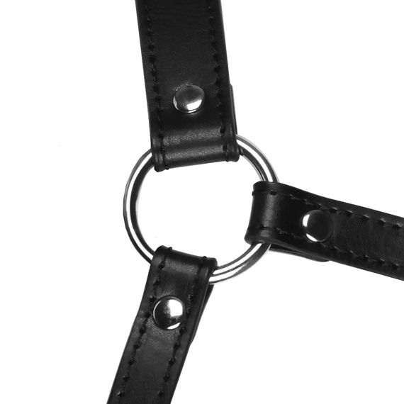 Маска-кляп Head Harness with Mouth Cover and Solid Ball Gag, чорна | Зображення 8
