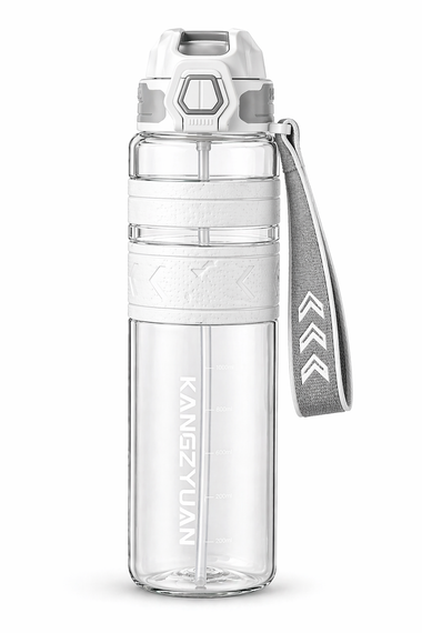 Спортивная бутылка KANGZYUAN 500 мл - Белая Tritan BPA-free, ударопрочная эко-бутылка с антискользящими вставками