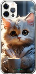 Чохол на iPhone 12 Pro Білий кіт "5646u-2052-2448"