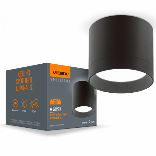 LED Світильник під лампу GX53 накладний чорний VL-SPF19A-B Videx | Зображення 2