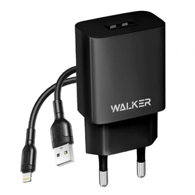 Зарядний пристрій мережевий USB + кабель MicroUSB 2,1А чорний WALKER WH--26