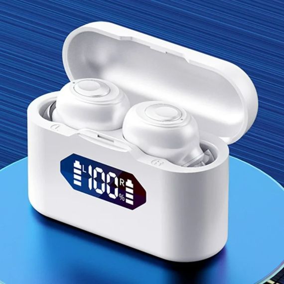 Беспроводные наушники cпорт X37 Bluetooth с зарядным кейсом и индикатором заряда Белые | Зображення 2