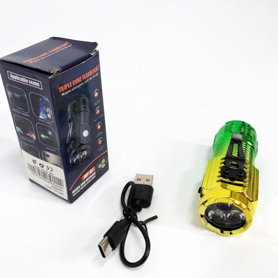 Тактический фонарь на аккумуляторе с юсб PLD-HP01-3LED, Фонарик на все случаи, Удобный ручной фонарь DO-83 | Зображення 6