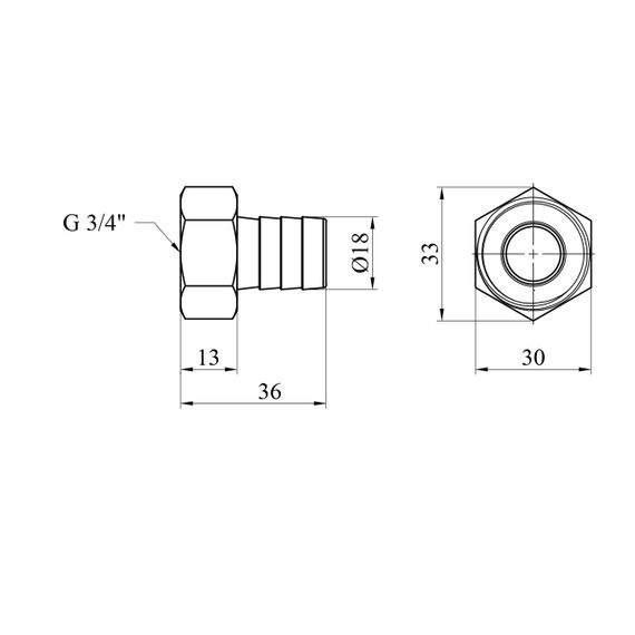 Штуцер LexLine 3/4" РВ, D=18 мм латунный УК0003-4 | Зображення 1