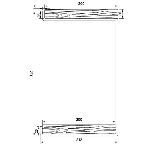 Кронштейн для полиці з металу 212×30mm, H=340mm Сірий | Зображення 1
