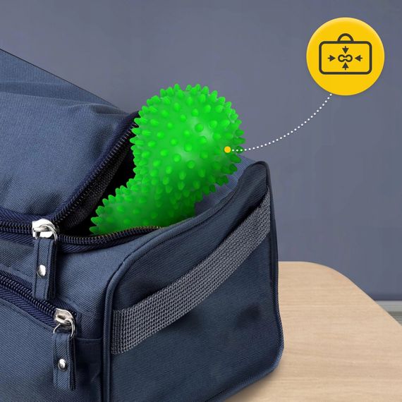 Масажний м'яч подвійний з шипами 4FIZJO Spike+ 7 x 16 см Green (P-5905973403351) | Зображення 1