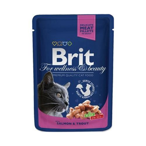 Влажный корм Brit Premium для кошек с лососем и форелью 24шт*100г