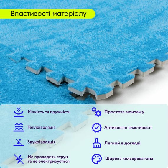 Підлога-пазл плюшевий БЛАКИТНИЙ 60*60*1cm (D) SW-00002091 | Зображення 3